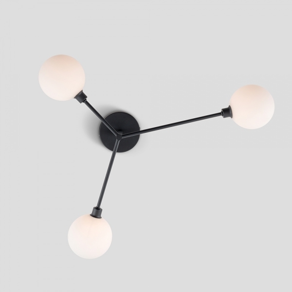 houseof 3 Light Flush Ceiling Light, Charcoal