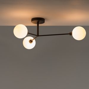 houseof 3 Light Flush Ceiling Light, Charcoal