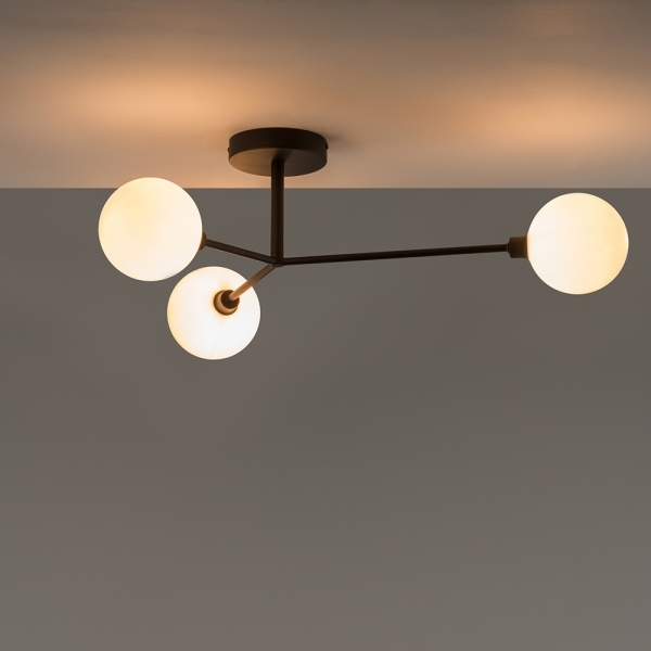 houseof 3 Light Flush Ceiling Light, Charcoal