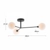 houseof 3 Light Flush Ceiling Light, Charcoal
