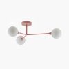 houseof 3 Light Flush Ceiling Light, Pink