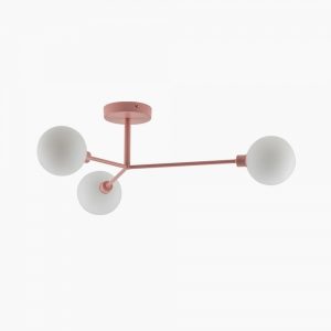 houseof 3 Light Flush Ceiling Light, Pink