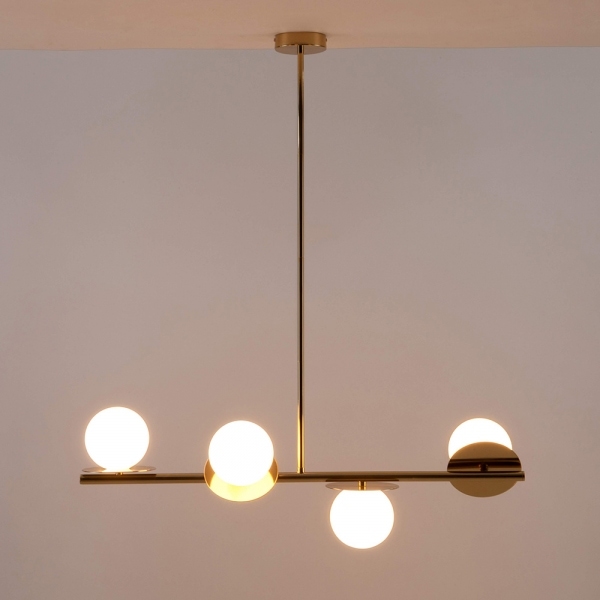 houseof 4 Plate Pendant Light, Brass