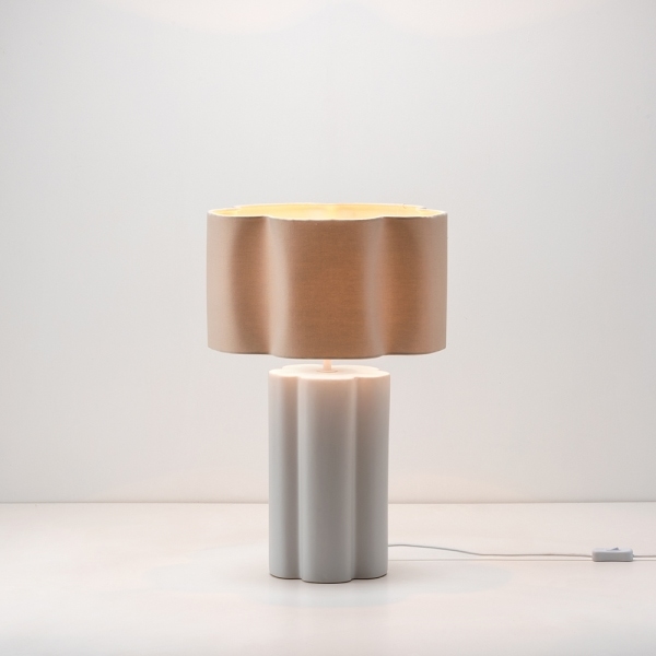 houseof Flower Ceramic Table Lamp, Natural Linen