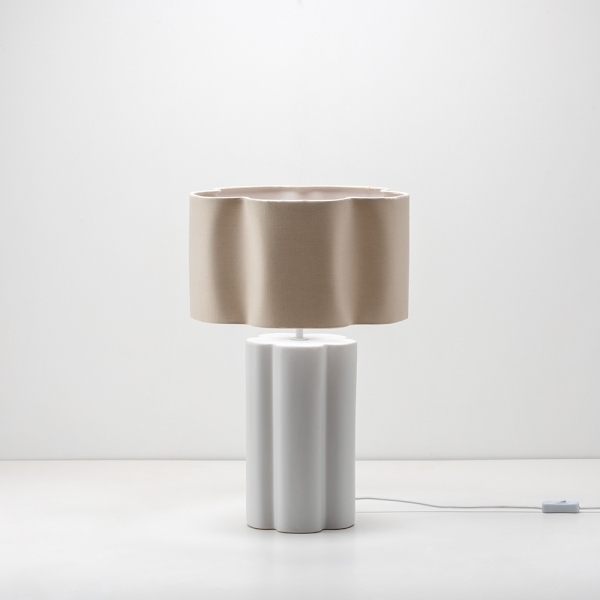 houseof Flower Ceramic Table Lamp, Natural Linen