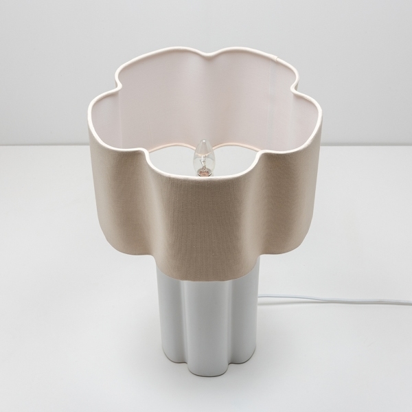 houseof Flower Ceramic Table Lamp, Natural Linen