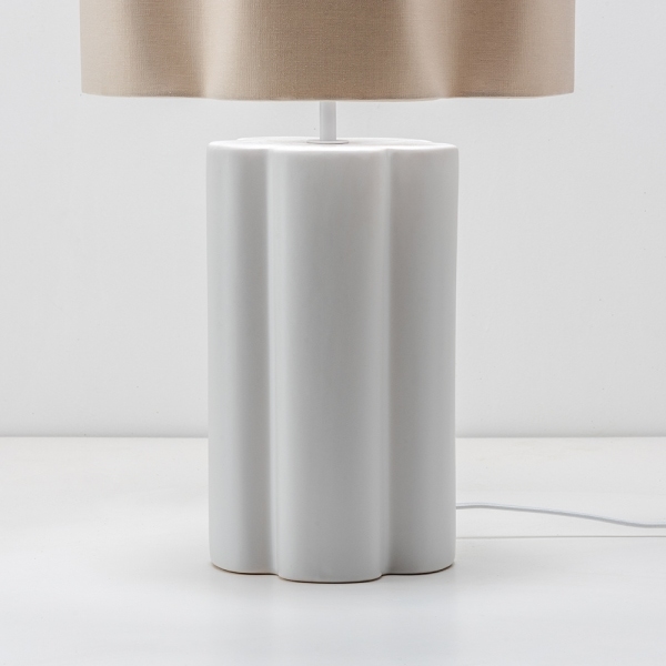 houseof Flower Ceramic Table Lamp, Natural Linen