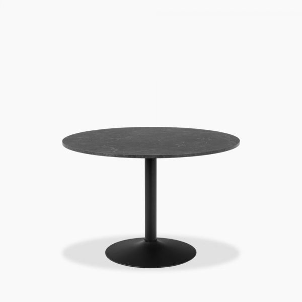 Ibiza 4 Seat Round Dining Table, Black Marble Effect