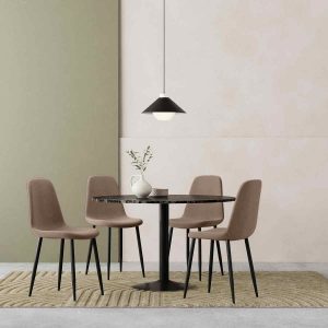 Ibiza & Rayner 4 Chairs Dining Set, Black & Taupe Sustainable Velvet