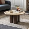 Inca Round Coffee Table, Dark Mango Wood & Travertine
