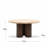 Inca Round Coffee Table, Dark Mango Wood & Travertine