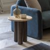 Inca Round Side Table, Dark Mango Wood & Travertine