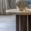 Inca Round Side Table, Dark Mango Wood & Travertine