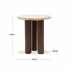 Inca Round Side Table, Dark Mango Wood & Travertine