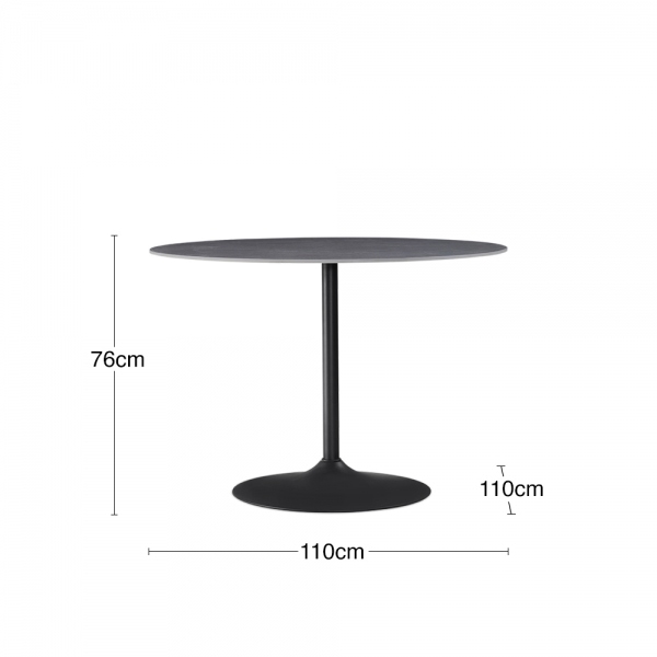 Isla 4 Seat Round Dining Table, Grey Ceramic