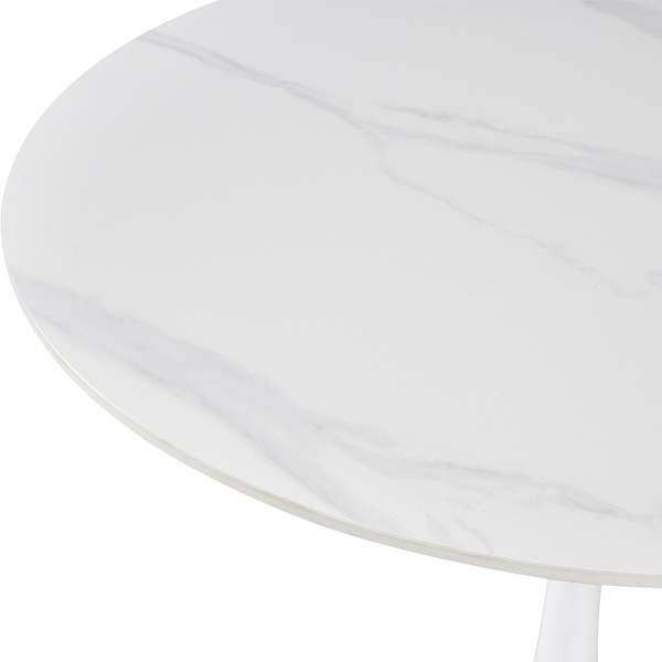 Isla 4 Seat Round Dining Table, White Ceramic
