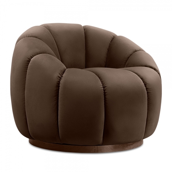 Ivy Swivel Armchair, Mocha Brown Sustainable Velvet