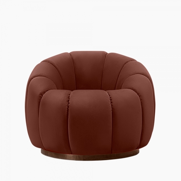 Ivy Swivel Armchair, Rust Sustainable Velvet