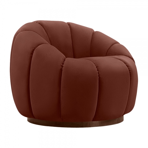 Ivy Swivel Armchair, Rust Sustainable Velvet