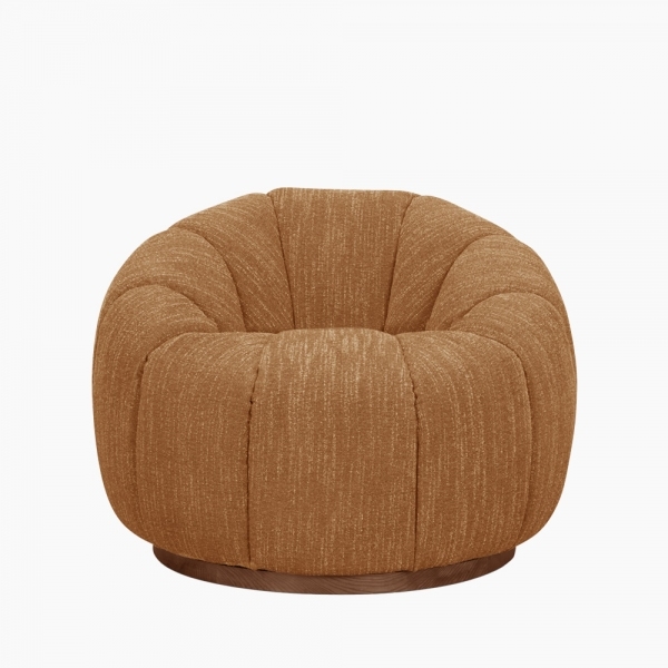 Ivy Swivel Armchair, Speckled Honey Sustainable Boucle