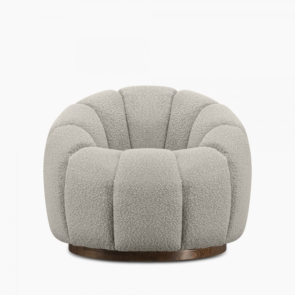 Ivy Swivel Armchair, Speckled Stone Sustainable Boucle