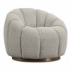 Ivy Swivel Armchair, Speckled Stone Sustainable Boucle
