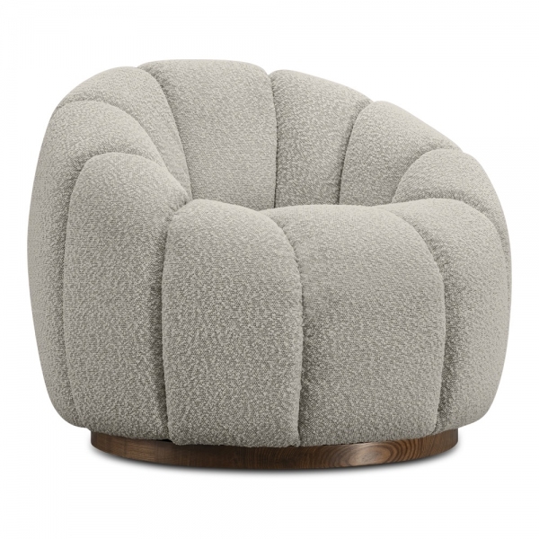 Ivy Swivel Armchair, Speckled Stone Sustainable Boucle
