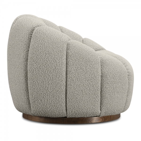 Ivy Swivel Armchair, Speckled Stone Sustainable Boucle