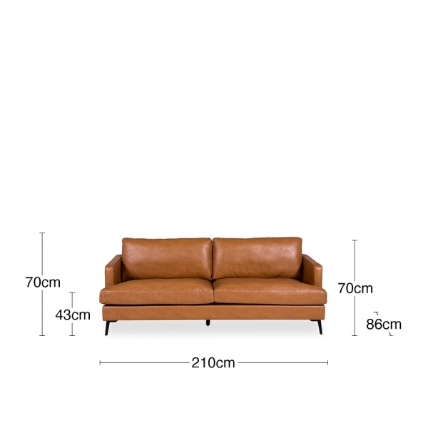 Jasper 3 Seater Sofa, Tan
