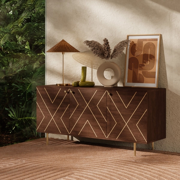 Jude Sideboard, Dark Mango Wood & Brass