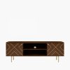 Jude TV Stand, Dark Mango Wood & Brass