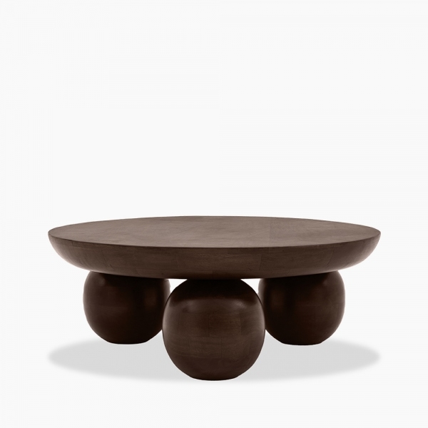 Kamila Round Coffee Table, Dark Mango Wood