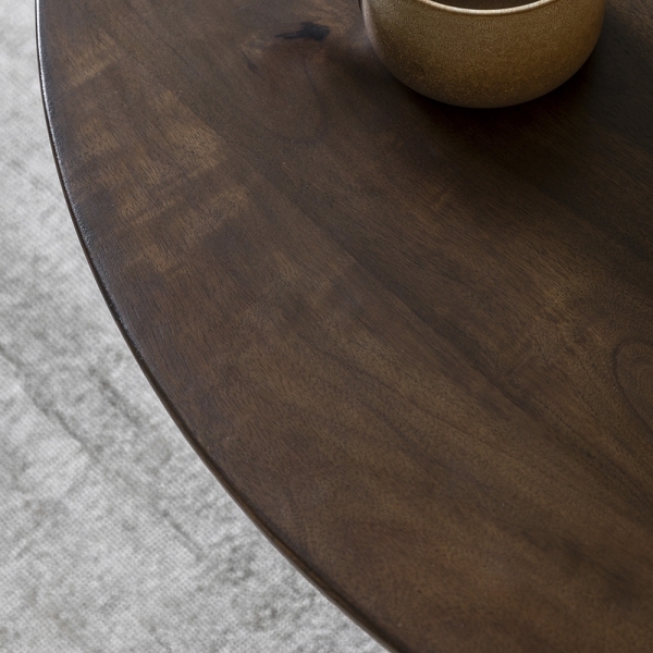Kamila Round Coffee Table, Dark Mango Wood