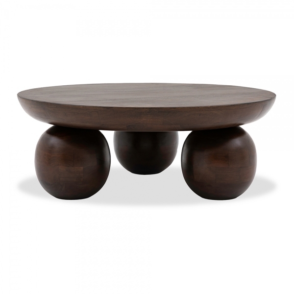 Kamila Round Coffee Table, Dark Mango Wood