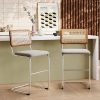 Kenton Bar Stool, Speckled Stone Sustainable Boucle & Chrome