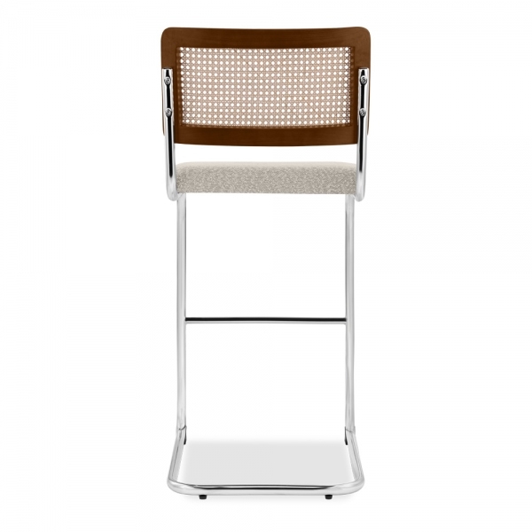 Kenton Bar Stool, Speckled Stone Sustainable Boucle & Chrome