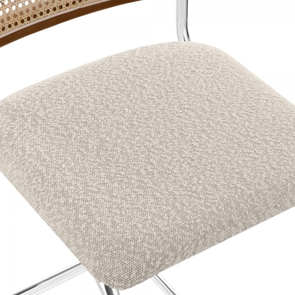Kenton Bar Stool, Speckled Stone Sustainable Boucle & Chrome