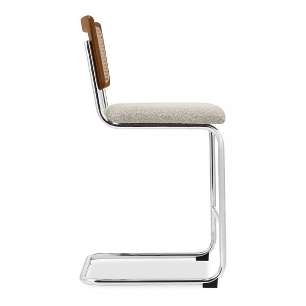 Kenton Kitchen Stool, Speckled Stone Sustainable Boucle & Chrome