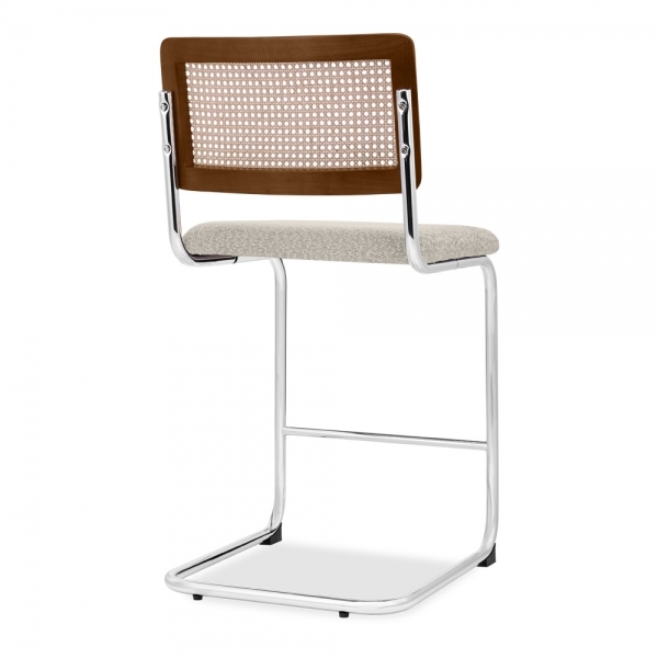 Kenton Kitchen Stool, Speckled Stone Sustainable Boucle & Chrome