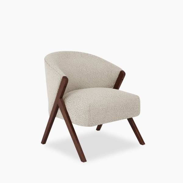 Kira Accent Chair, Speckled Stone Sustainable Boucle
