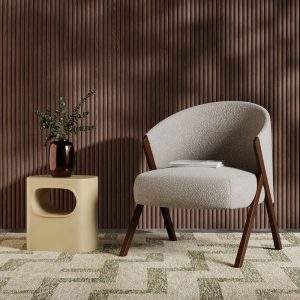Kira Accent Chair, Speckled Stone Sustainable Boucle