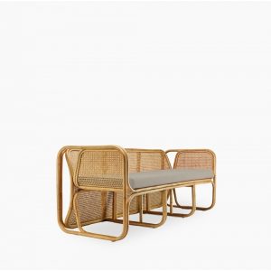 Kupu Kupu 3 Seater Rattan Sofa, Khaki Green