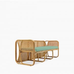 Kupu Kupu 3 Seater Rattan Sofa, Mint Green