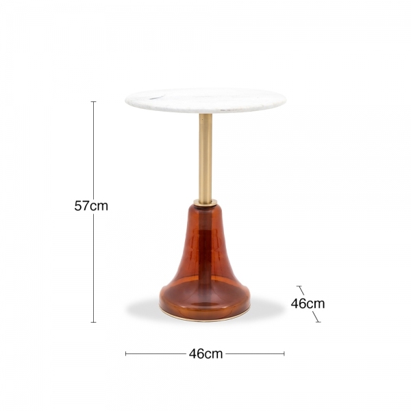 Lewis Round Side Table, Amber & White Marble