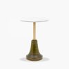 Lewis Round Side Table, Moss Green & White Marble