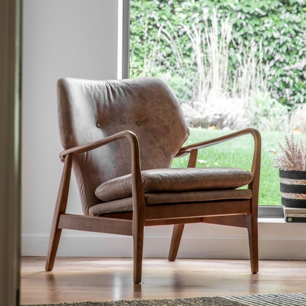 Lisbet Armchair, Brown Leather