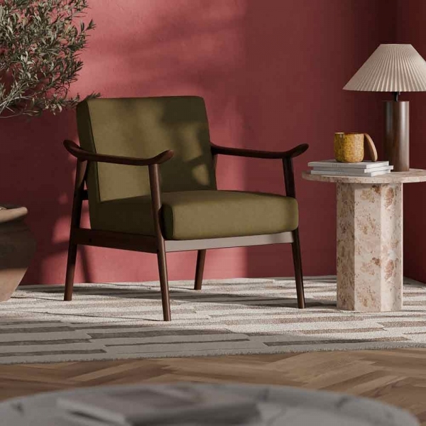 Lola Accent Chair, Moss Green Sustainable Mohair Velvet