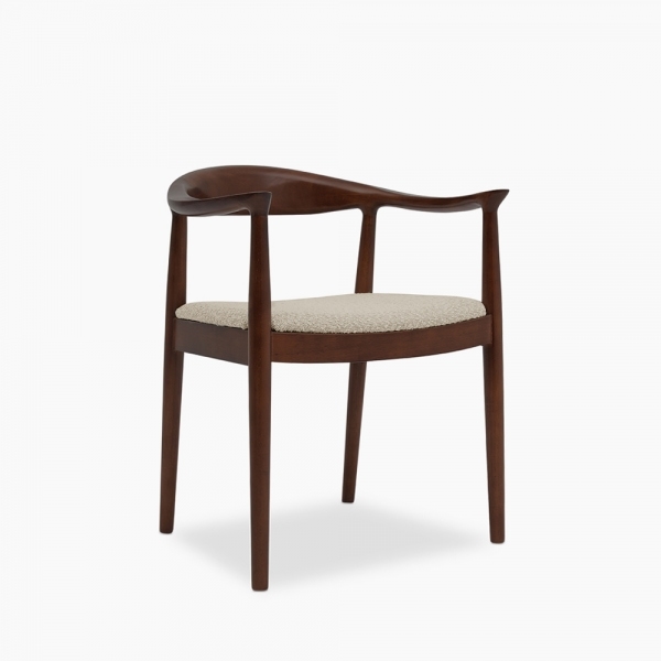 Luma Carver Dining Chair, Speckled Stone Sustainable Boucle & Walnut