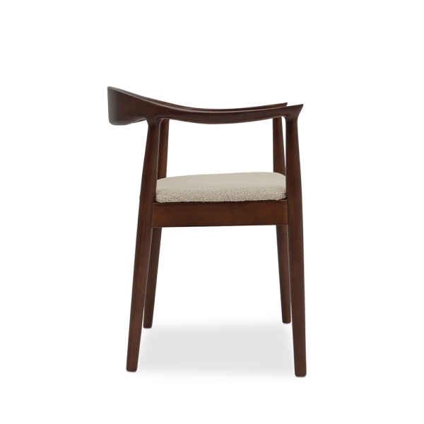 Luma Carver Dining Chair, Speckled Stone Sustainable Boucle & Walnut