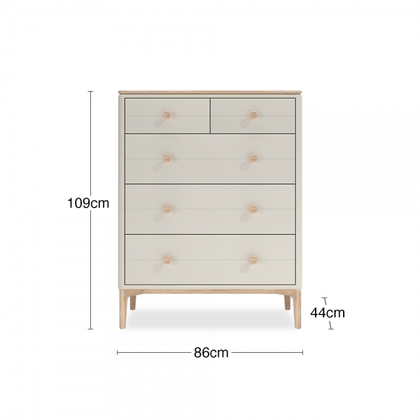 Mabel Chest of Drawers, Light Oak & Taupe